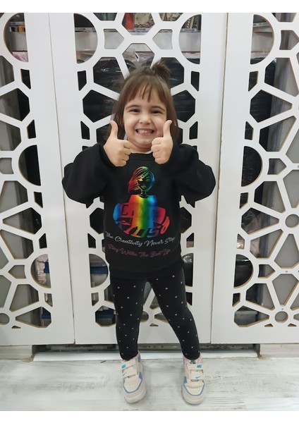 Kız Çocuk Şardonlu Desenli Sweatshirt -Sweat