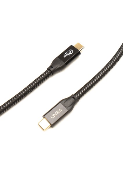 LEVELS-AVDC10-5M Type-C To Type-C Kablo 5m, USB 3.2, 4K 60Hz Görünütü, 20GBPS Data, 100W Hızlı Şarj (Tether Kablo, Thunderbolt 3)