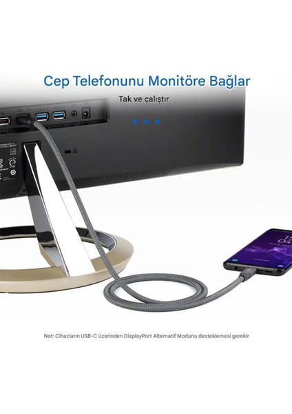 LEVELS-AVDC10-5M Type-C To Type-C Kablo 5m, USB 3.2, 4K 60Hz Görünütü, 20GBPS Data, 100W Hızlı Şarj (Tether Kablo, Thunderbolt 3)