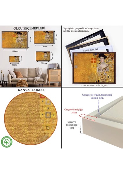 - Çerçeveli Gustav Klimt - Altınlı Kadın Tablosu - The 'woman In GOLD'-7088 indirimleri