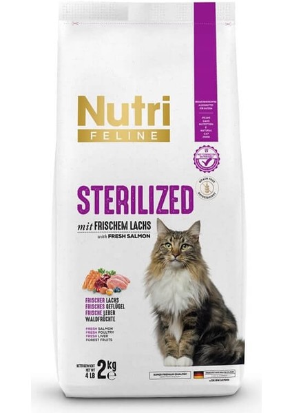 Sterilised Somon 2kg Tahılsız Kısır Kedi Maması Kümes Hayvan Ciğer Orman Meyveli