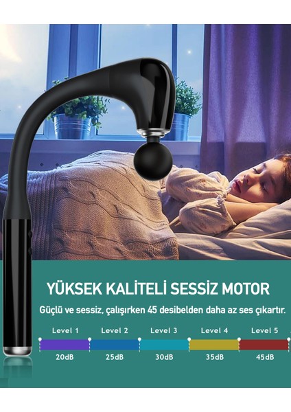 Premium Masaj Aleti Şarjlı Masaj Tabancası Uzun Saplı Masaj Cihazı Tüm Vücut Masaj Aleti Sırt Masaj Aleti Boyun Masaj Aleti Vurmalı Masaj Tabancası