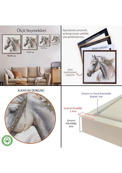 - Çerçeveli Beyaz At TABLOSU-8363 indirimleri