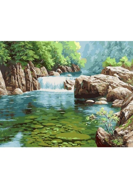 - Kanvas Şelale Sayılarla Boyama Seti Kasnaklı