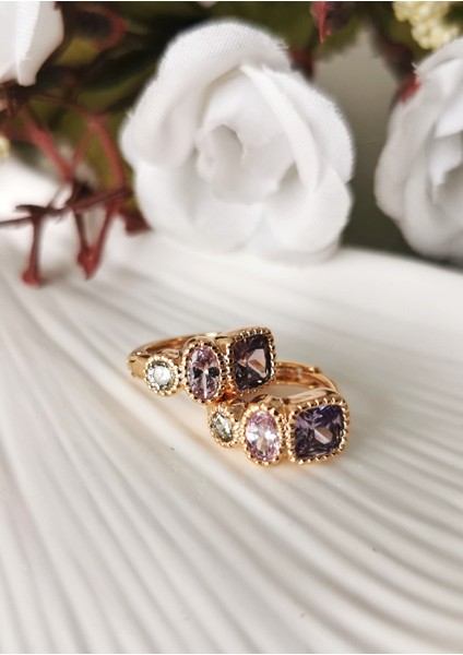 Renkli Zirkon Taşlı Vip Kadın Halka Küpe fiyatları