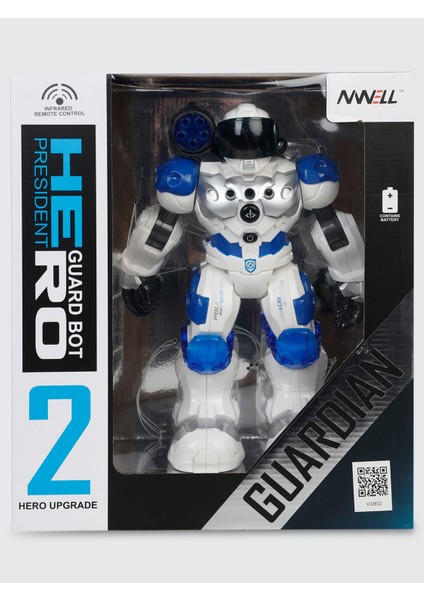 Ses Kontrollü USB Şarjlı Silahlı Polis Robot Mavi