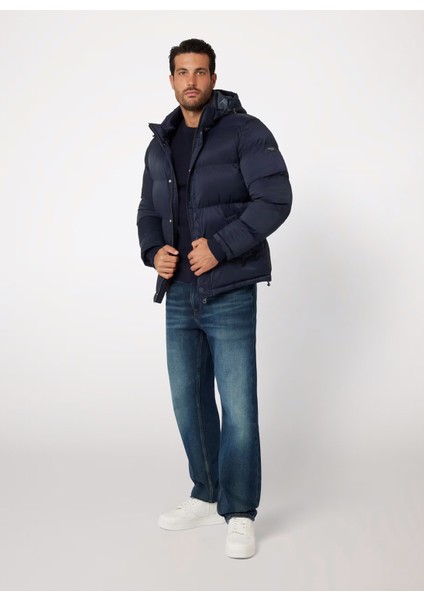 Lacivert Erkek Mont M4BL21WGJ42G7V2 Stretch Puffa Jacke