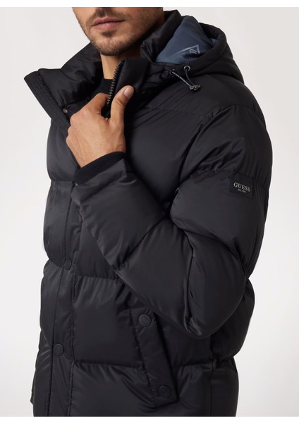 Siyah Erkek Mont M4BL21WGJ42JBLK Stretch Puffa Jacke modelleri