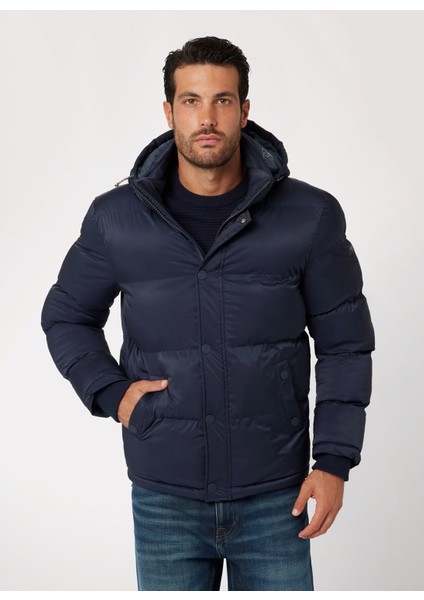 Lacivert Erkek Mont M4BL21WGJ42G7V2 Stretch Puffa Jacke