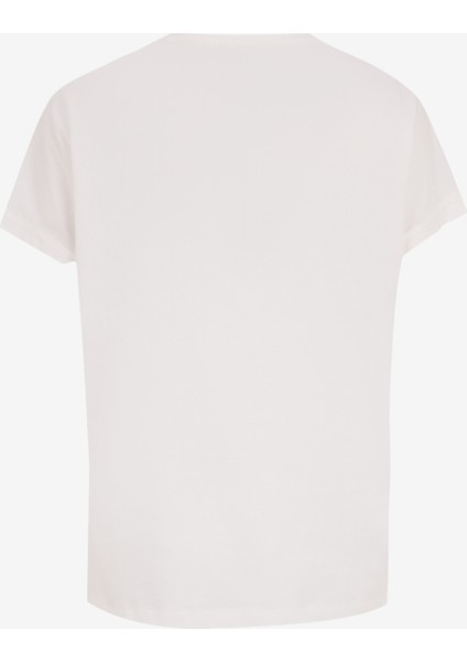 Bisiklet Yaka Baskılı Kırık Beyaz Kadın T-Shirt FC5SL-TST0376 fiyatları