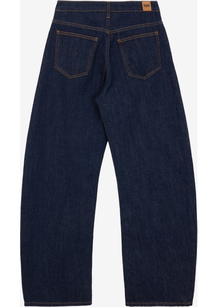 JILL Barrel Fit Rinse Koyu İndigo Kadın Jean Pantolon