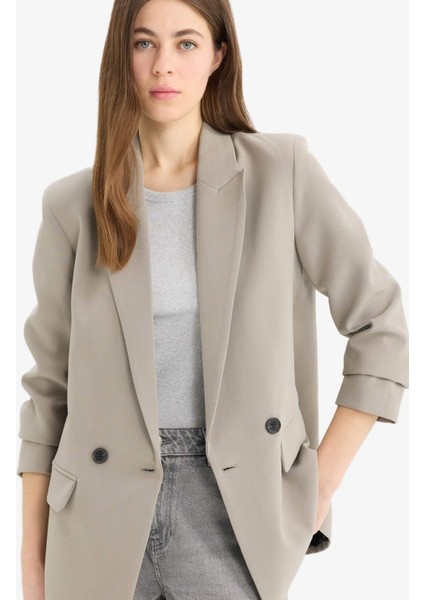 Oversize Geniş Kalıp Ceket Yaka Cepli Düğmeli Blazer Ceket C2457AX25SP