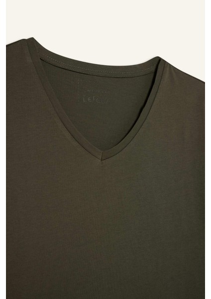 %100 Pamuk Slim Fit Dar Kesim V Yaka Basic Düz Kısa Kollu Tişört M7668AZ25SP