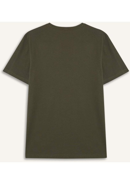 %100 Pamuk Slim Fit Dar Kesim V Yaka Basic Düz Kısa Kollu Tişört M7668AZ25SP