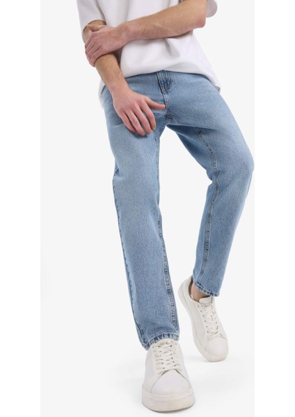 %100 Pamuk 90's Slim Fit Dar Kalıp Yüksek Bel Dar Paça Kar Yıkamalı Jean Pantolon F0161AX25SP