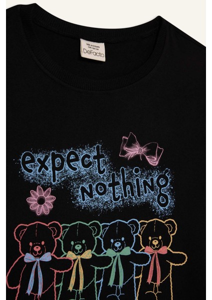 Kız Çocuk Bisiklet Yaka Anime Baskılı Kısa Kollu Tişört fiyatları