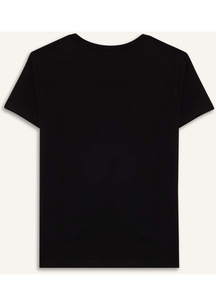 Kız Çocuk Bisiklet Yaka Baskılı Kısa Kollu Tişört E0350A825SM modelleri