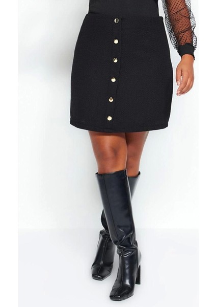 Moda Büyük Beden Regular Düz Desen Resmi Mini Boy Düz Basic Tüvit Dokuma Büyük Beden Etek fiyatları