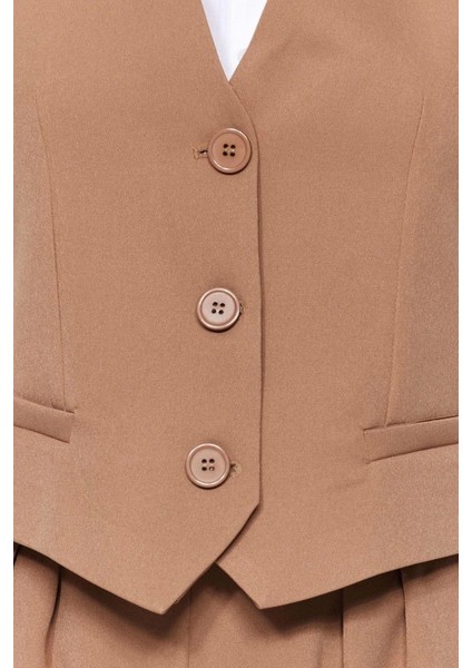 Moda Dokuma Düz V Yaka Casual Günlük Yelek-Pantolon Dokuma Alt-Üst Takım indirimleri