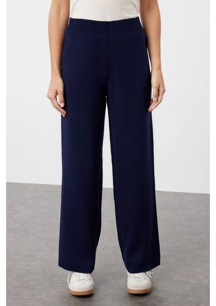 Moda Triko Çizgili V Yaka Düşük Kol Casual Günlük Hırka Pantolon Triko Alt-Üst Takım fırsatları