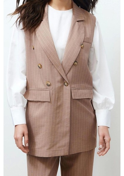 Moda Çizgili Ceket Yaka Resmi Vizon Çizgili Kumaş Yelek Pantolon Dokuma Alt Üst Takım fiyatları