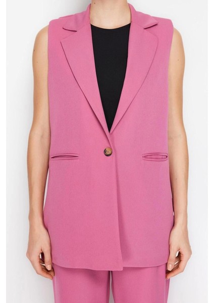 Moda Ceket Yaka Resmi Lila Regular Kalıp Yelek ve Wide Leg Geniş Paça Pantolon Dokuma Alt-Üst Takım fırsatları