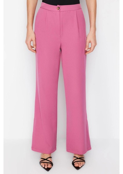 Moda Ceket Yaka Resmi Lila Regular Kalıp Yelek ve Wide Leg Geniş Paça Pantolon Dokuma Alt-Üst Takım indirimleri