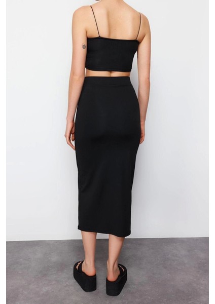 Moda Örme Düz Bisiklet Yaka Ince Askılı Casual Günlük Askılı Alt-Üst Takım modelleri