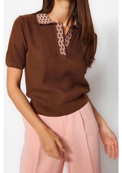 Moda Polo Yaka Triko Regular Düz Desen Casual Günlük Regular Kısa Kol Bluz fiyatları