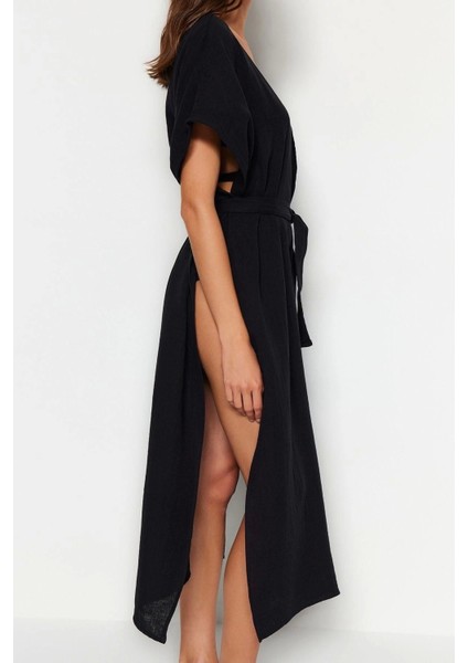 Moda Dokuma Oversize Kalıp Uzun V Yaka Standart Kol Müslin Kruvaze Düz Desen Kimono Kaftan indirimleri