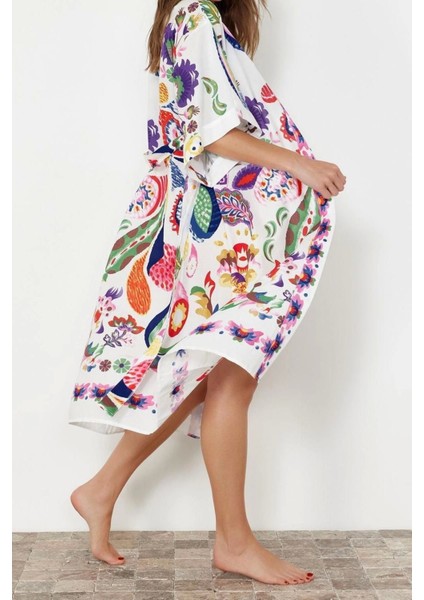 Moda Dokuma Regular Kalıp Uzun V Yaka Standart Kol Vual Basic Şal Desen Kimono Kaftan modelleri