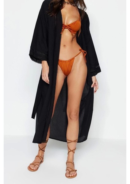 Moda Dokuma Regular Kalıp Uzun V Yaka Standart Kol Crinkle Basic Düz Desen Kimono Kaftan fiyatları