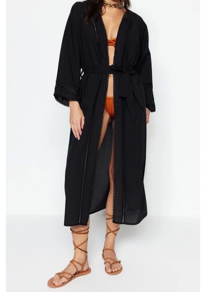 Moda Dokuma Regular Kalıp Uzun V Yaka Standart Kol Crinkle Basic Düz Desen Kimono Kaftan modelleri