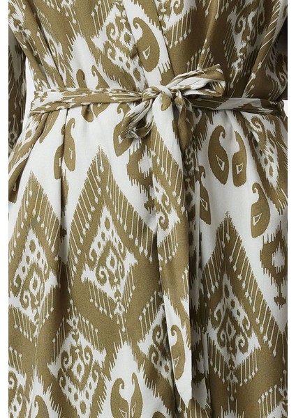 Moda Dokuma Rahat Kalıp Regular Kruvaze Standart Kol Mesh Basic Düz Desen Kimono Kaftan