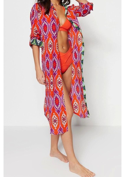 Moda Dokuma Rahat Kalıp Regular Gömlek Yaka Standart Kol Vual Basic Etnik Desen Kimono Kaftan fiyatları