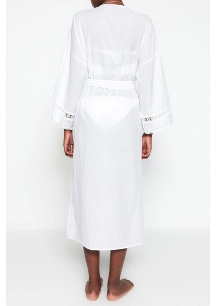 Moda Dokuma Regular Kalıp Uzun V Yaka Standart Kol Crinkle Basic Düz Desen Kimono Kaftan fırsatları