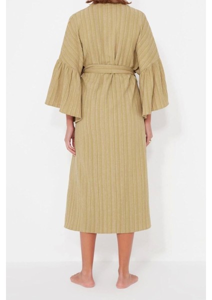 Moda Örme Regular Kalıp Uzun V Yaka Büzgülü/fırfırlı Kol Müslin Basic Düz Desen Kimono Kaftan indirimleri