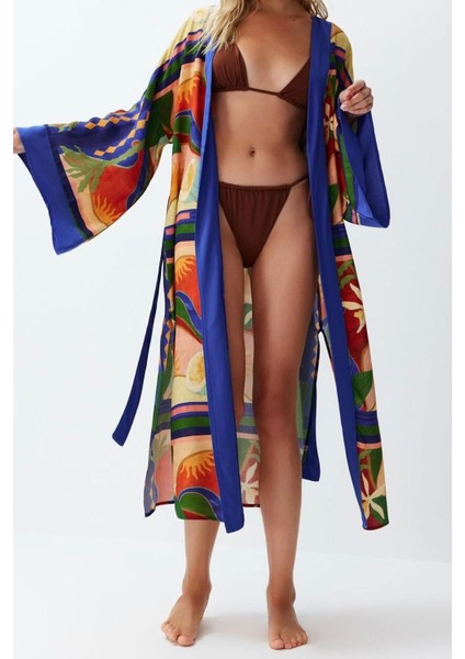 Moda Dokuma Regular Kalıp Uzun Kruvaze Standart Kol Shally Kruvaze Soyut Desen Kimono Kaftan fiyatları