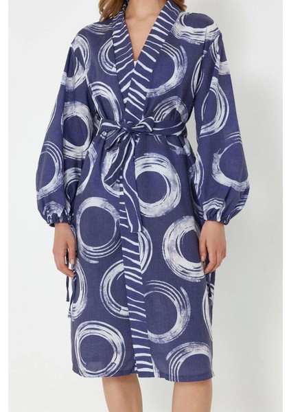 Moda Dokuma Oversize Kalıp Regular Kruvaze Büzgülüfırfırlı Kol Mesh Basic Geometrik Kimono Kaftan