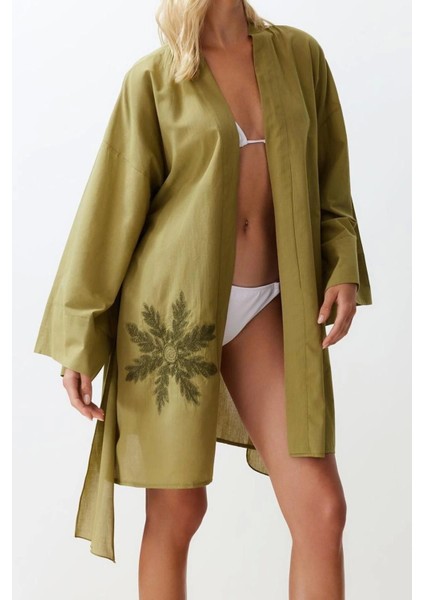 Moda Örme Regular Kalıp Midi Kruvaze Ispanyol Kol Vual Basic Düz Desen Kimono Kaftan fırsatları