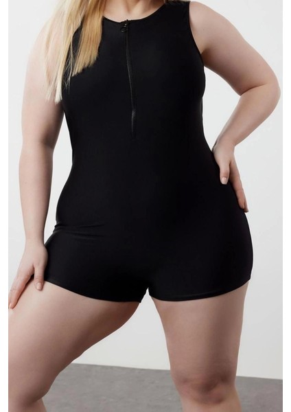 Büyük Beden Atma Kap Kolsuz Halter Yaka Siyah Halter Yaka Kolsuz Örme Mayo modelleri