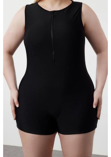 Büyük Beden Atma Kap Kolsuz Halter Yaka Siyah Halter Yaka Kolsuz Örme Mayo fırsatları