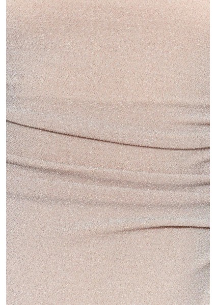 Kadın Moda Atma Kap Kolsuz Slip Yaka Pembe Straplez Drapeli Simli High Leg Regular Mayo indirimleri