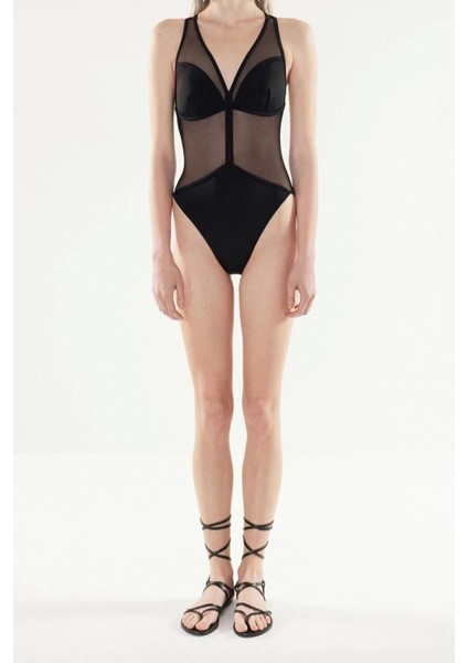 Kadın Moda Atma Kap Askılı Brief Yaka x Yapay Zekâ Siyah Düz Askılı Mayo fiyatları