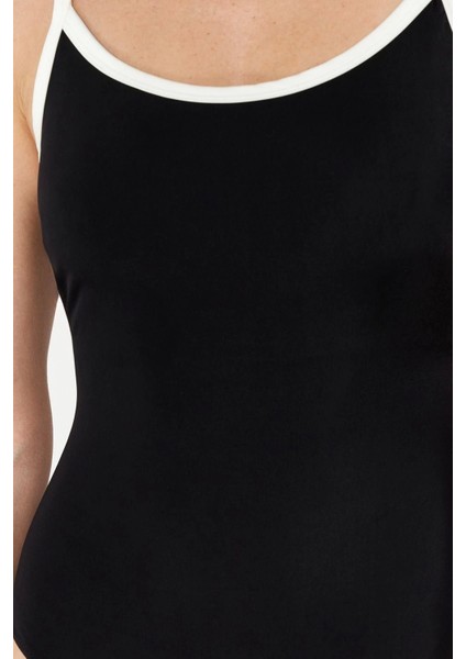 Kadın Moda Atma Kap Askılı Brief Yaka Siyah U Yaka Regular Mayo indirimleri