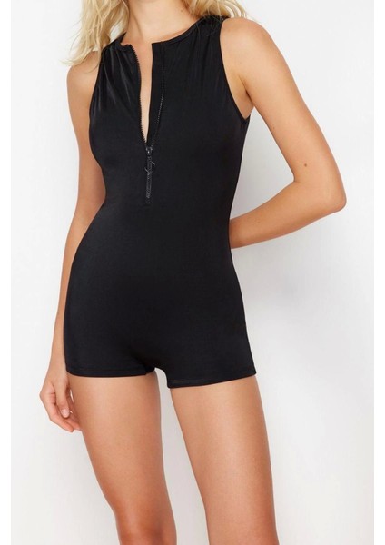 Kadın Moda Atma Kap Askılı Boxer Yaka Siyah Halter Yaka Şort Mayo modelleri