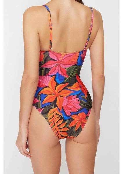 Kadın Moda Atma Kap Askılı Kruvaze Yaka Çiçek Desenli Kruvaze Bağlamalı Regular Mayo modelleri