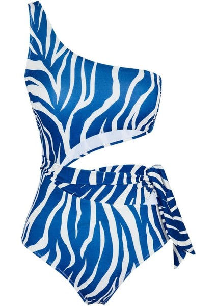 Kadın Moda Atma Kap Askılı Brazilian Yaka Tek Omuz Cut Out Pencereli Regular Mayo
