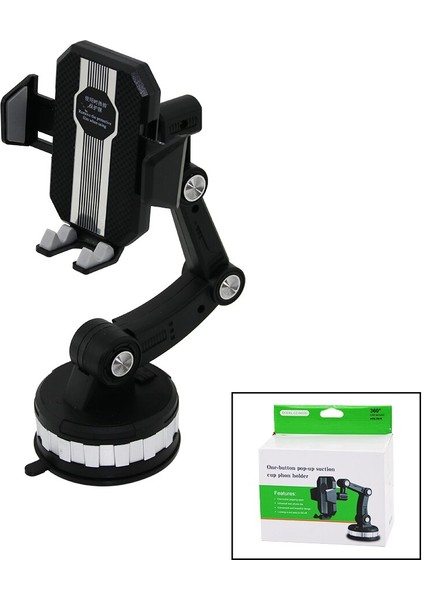 Oto- Araç Telefon- Bardak Tutucu Vantuzakrobat- 3 Eklemli Ayar - 360° (4767) - MCT7130-3318