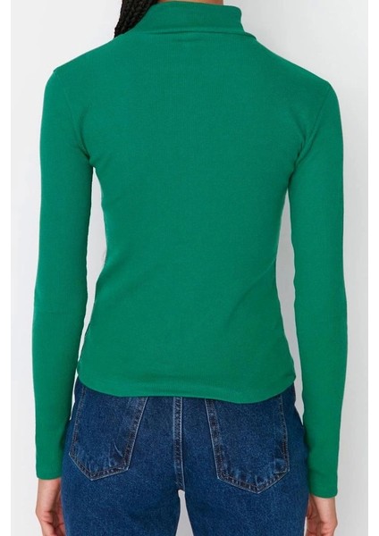 Moda Dik Yaka Örme Slim Düz Desen Casual Günlük Regular Uzun Kol Bluz modelleri